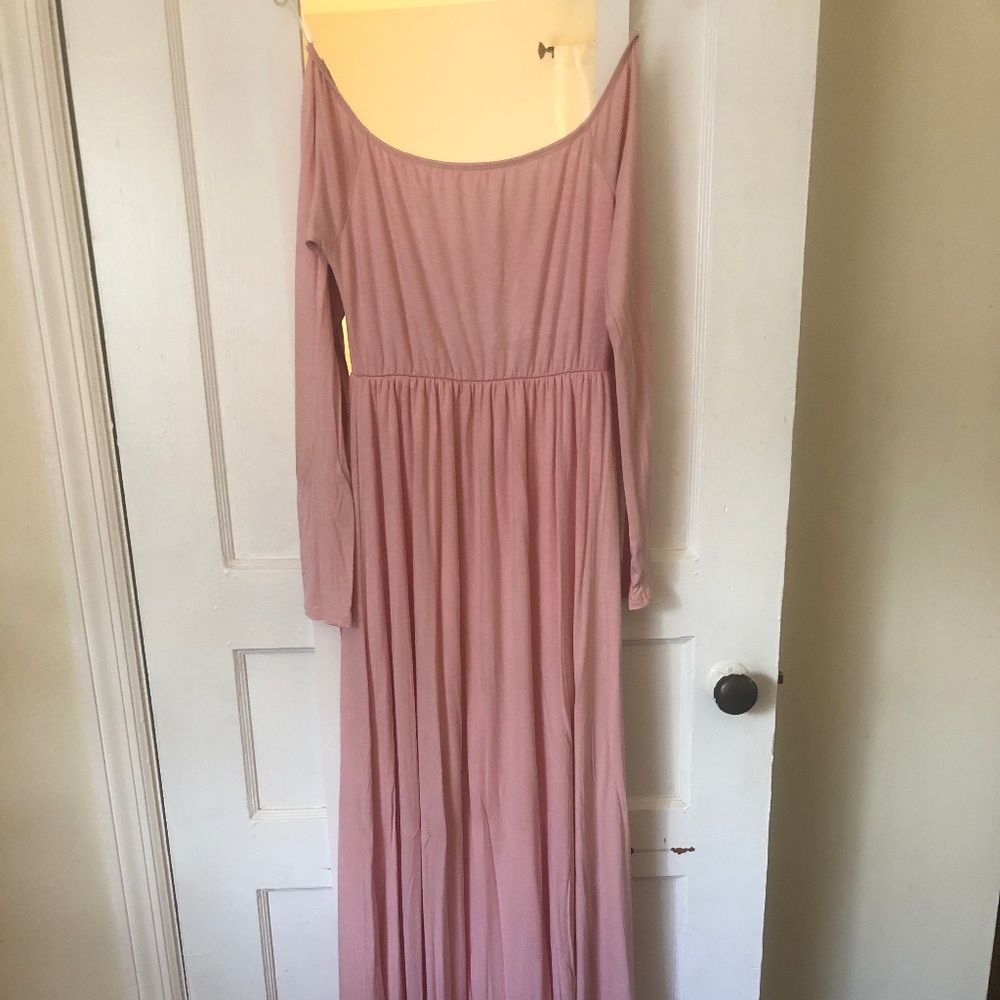 Pinkblush off shoulder maternity maxi dress